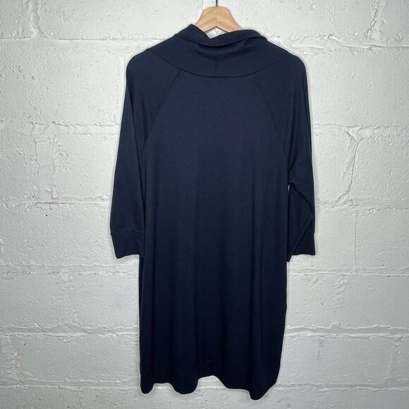 Southcott Threads Women's Waffle Knit Cowl Neck Navy Dress with Pockets Size XL - Picture 3 of 8